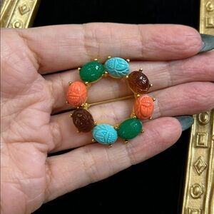 Vintage Egyptian Revival scarab brooch by Celebrity NY